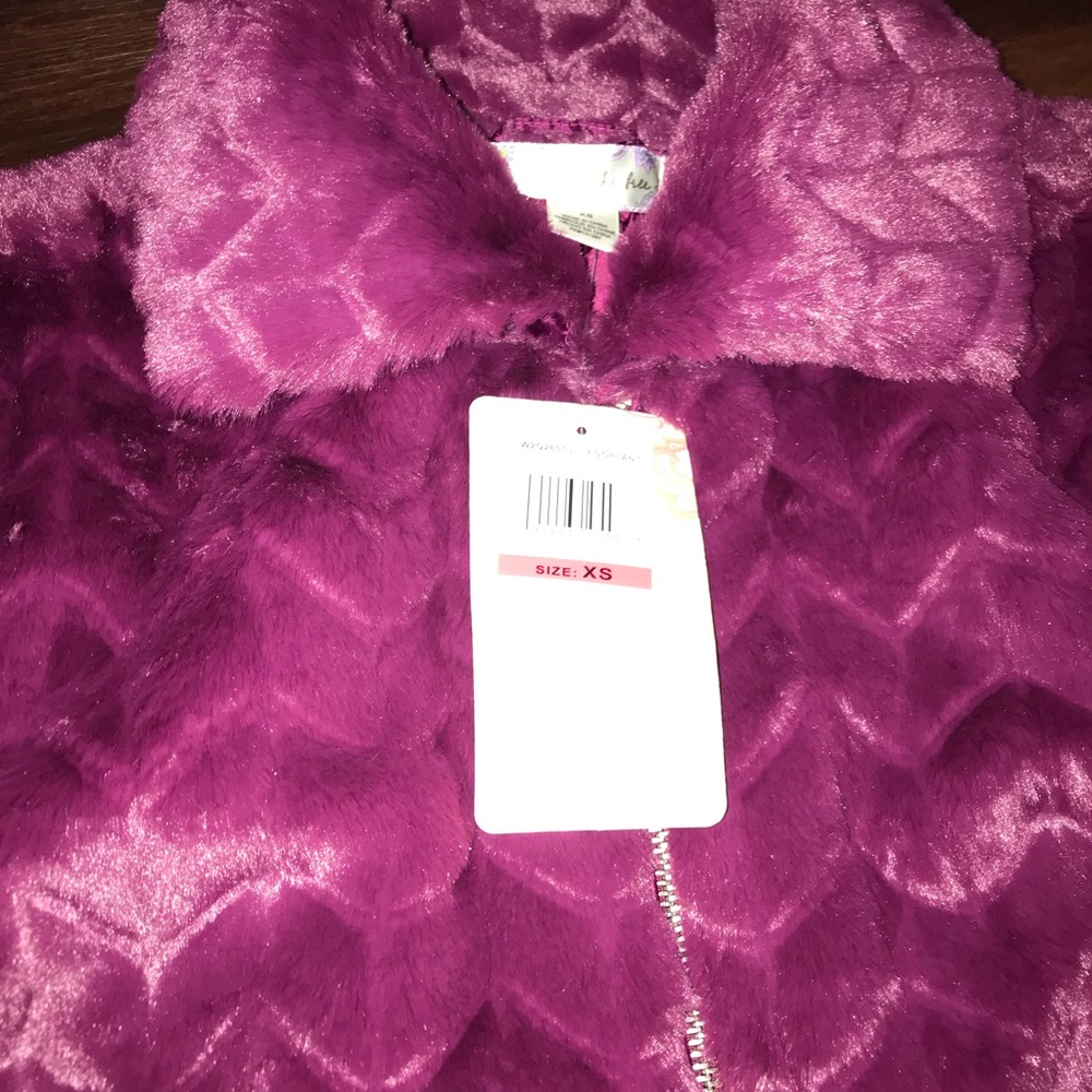 Band Of The Free Plush Faux Fur Coat Jacket In Eggplant NWT - Picture 7 of 8